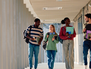 Students walking on campus