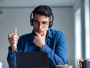 Student attending school online
