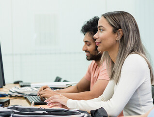 Students using computers