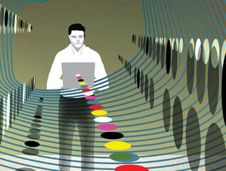 Illustration of person using computer