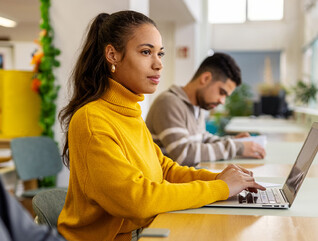 Student using laptop