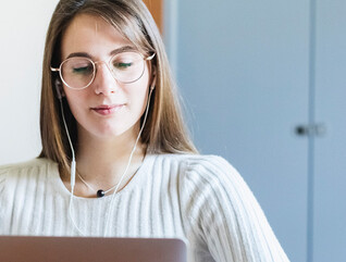 Student using laptop