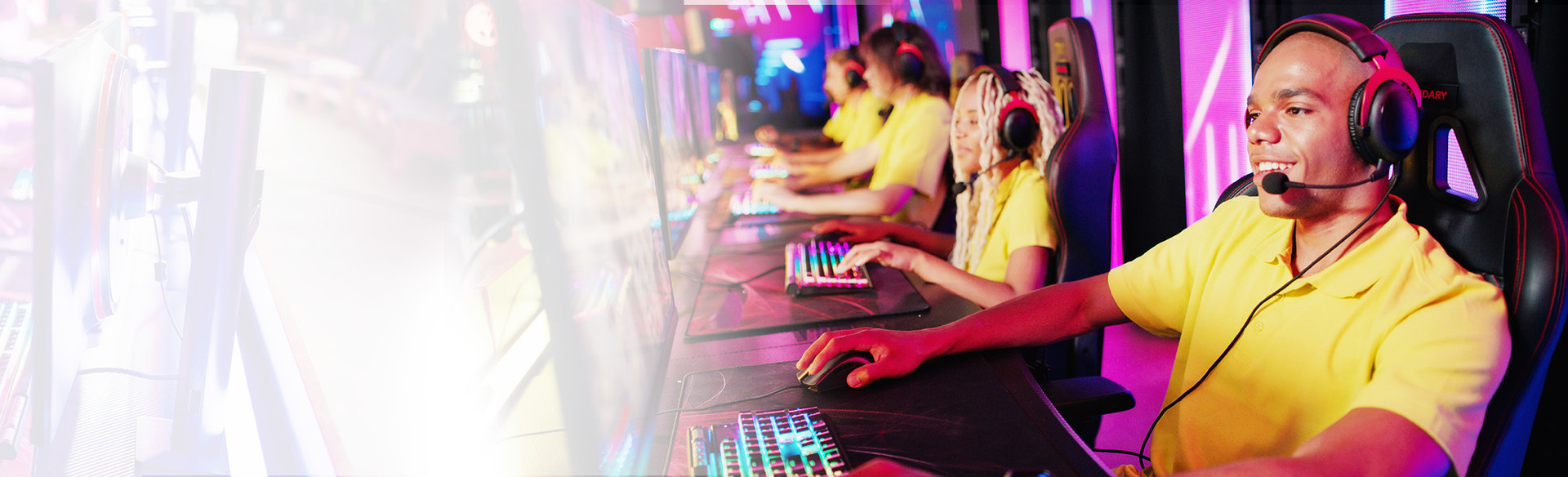 Gamers compete in a university esports arena