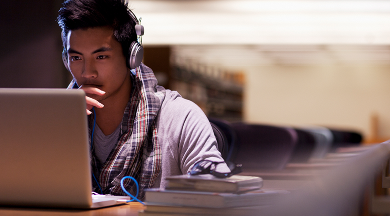 person learning online