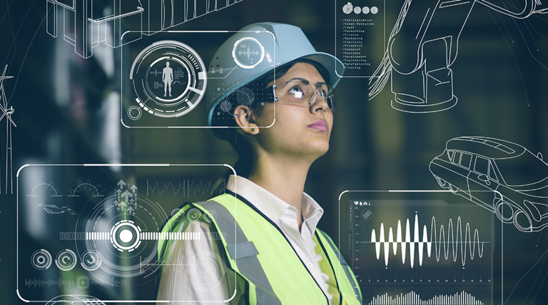 Woman engineer thinking of ideas