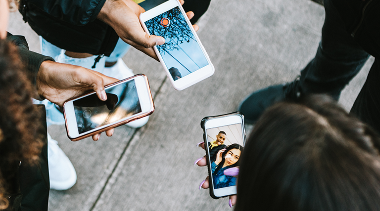 Students on their phones