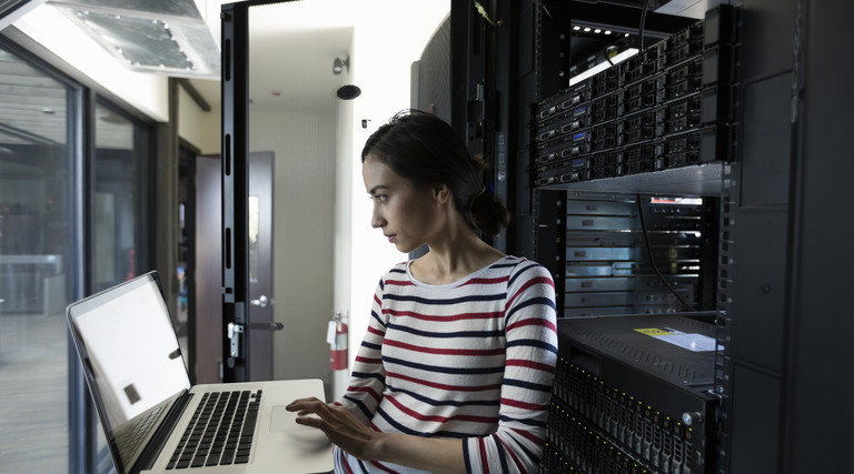 Woman dealing with network security measures