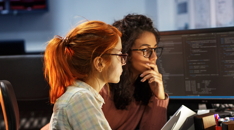 People learning at their computer