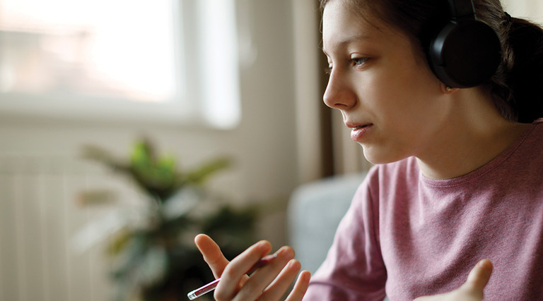 young woman in a video conference