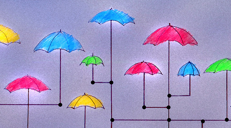 Illustration of umbrellas