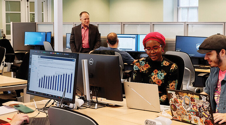 Students work inside at computer lab at Pennsylvania State University