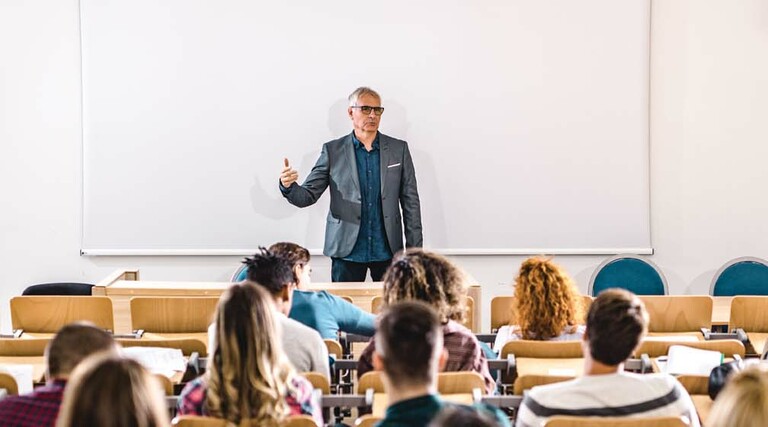 Professor lecturing to class
