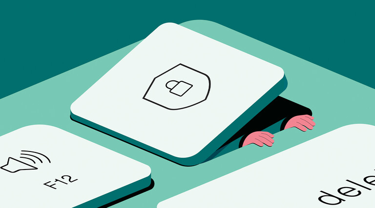 Illustration of person lifting key on keyboard