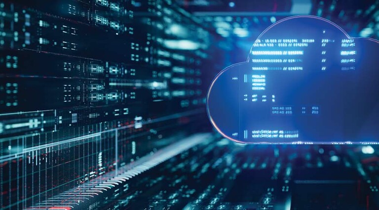 Illustration of a cloud inside a data center