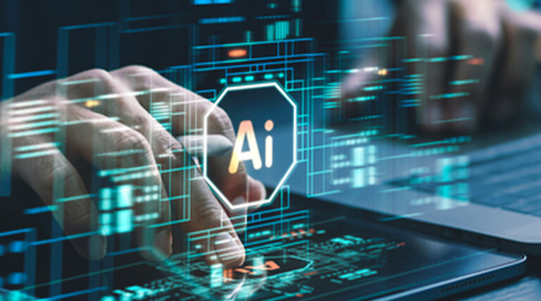 AI hand on keyboard