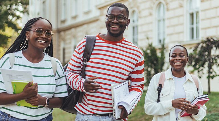 Students walking on campus