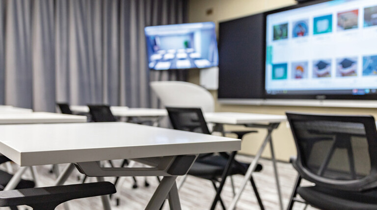 Interactive whiteboards in a classroom