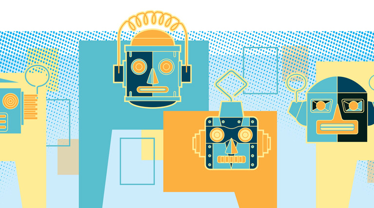 Illustration of fun robot heads