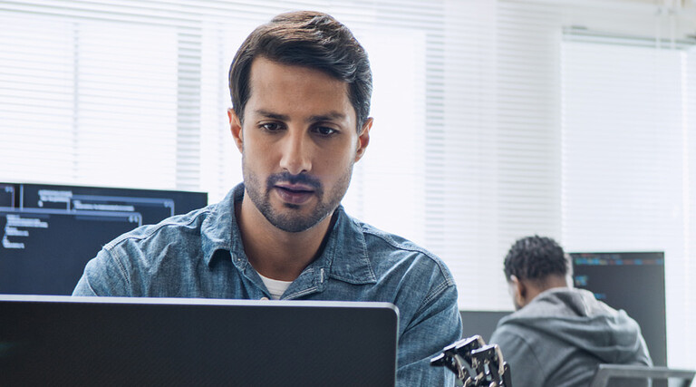 Person using computer in the office