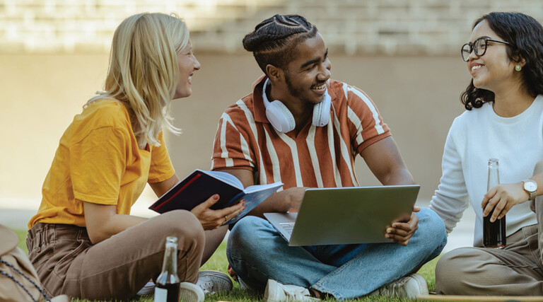 Students engaging on university campus