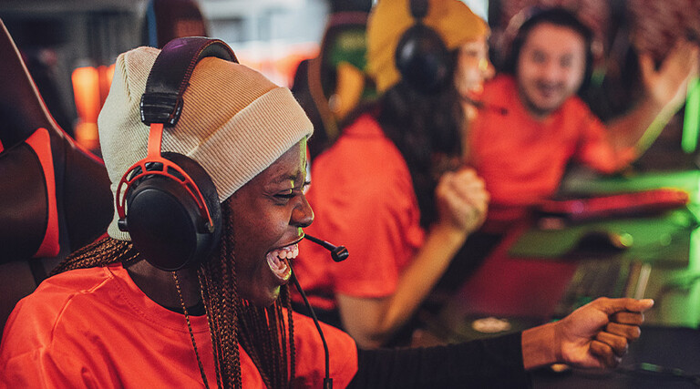 Esports team competing