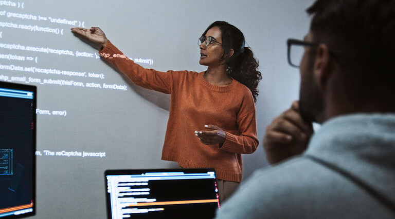 Employee giving a presentation