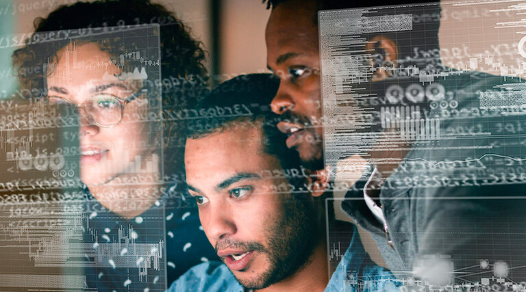 Students reviewing data in class