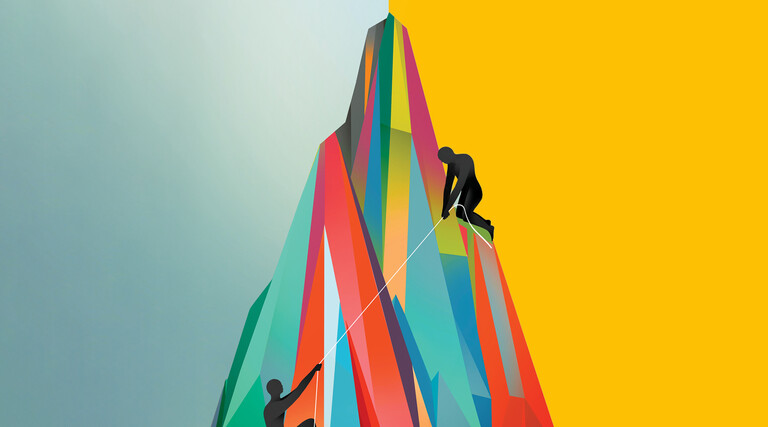 Animation of climbing a mountain