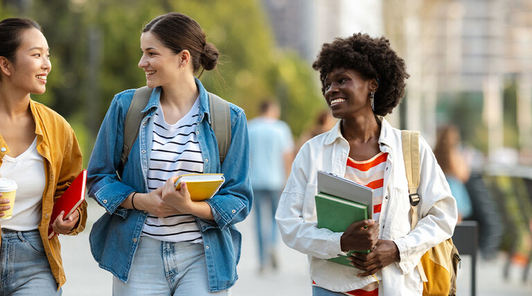 Students walking on campus
