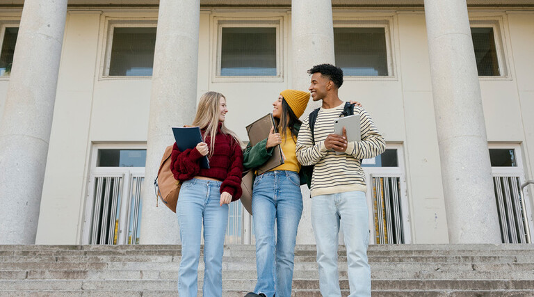 Students walking on campus
