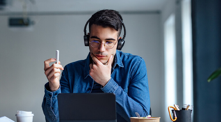 Student attending school online