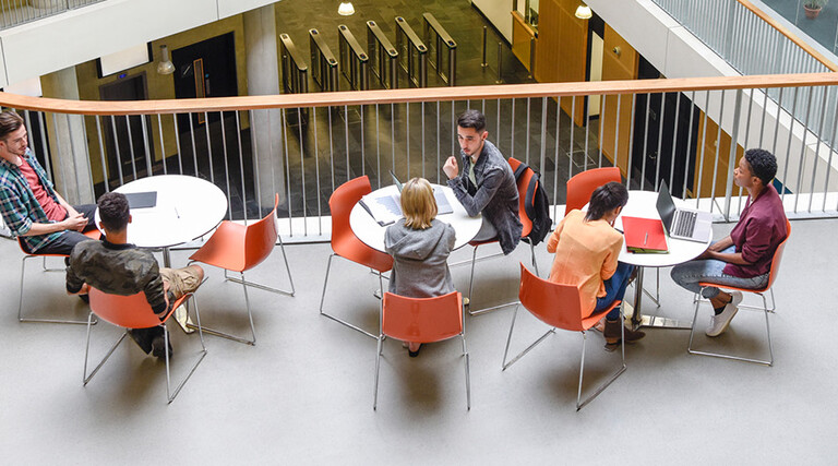 Students in university library