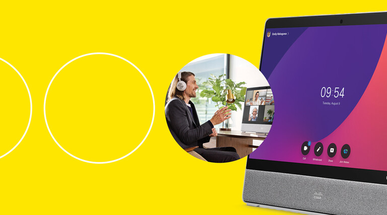 Person having virtual meeting