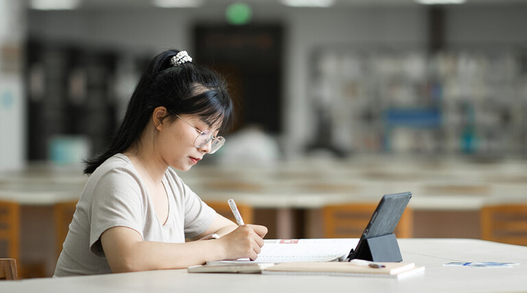Student using tablet