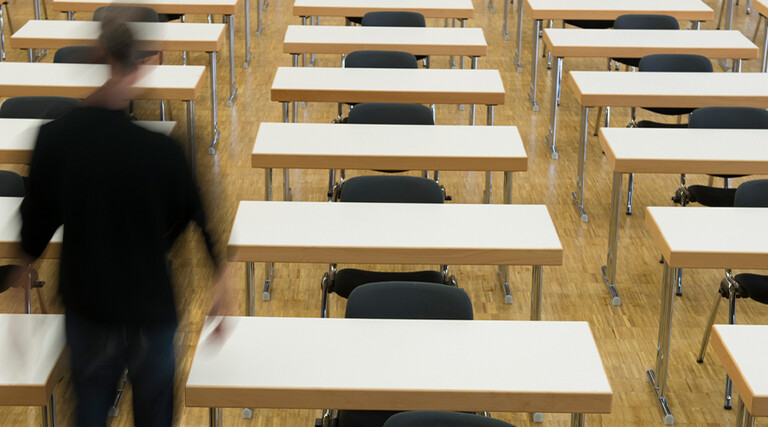 Distorted person in classroom