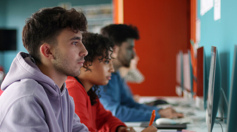 Students using computers