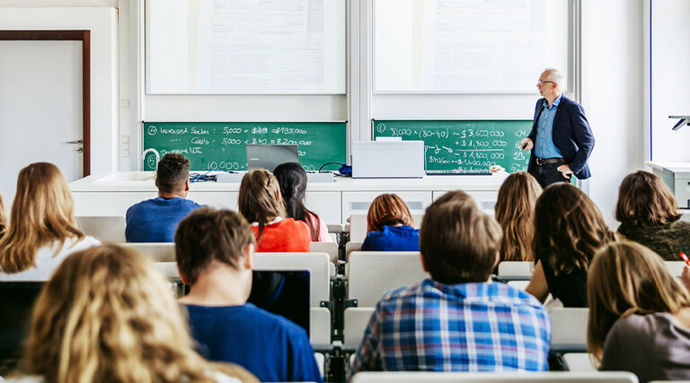 Professor instructing class