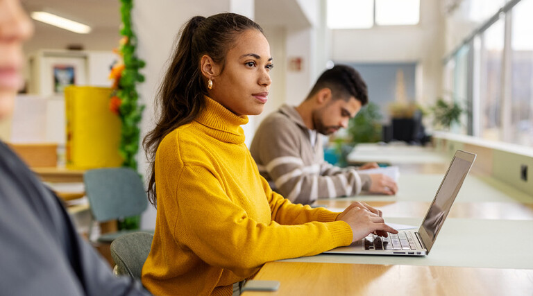 Student using laptop