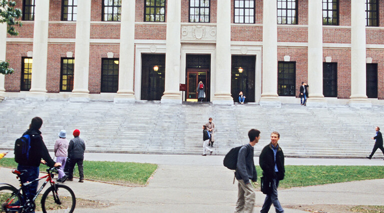 Students walking around campus