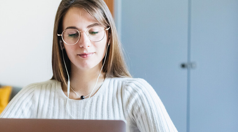 Student using laptop