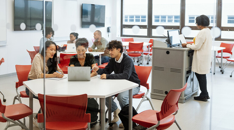 Students in a university classroom