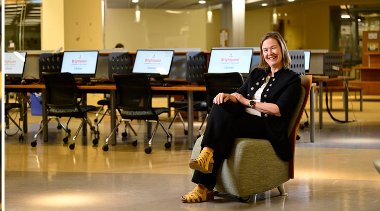 woman in chair in computer lab