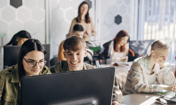 Students in a computer class