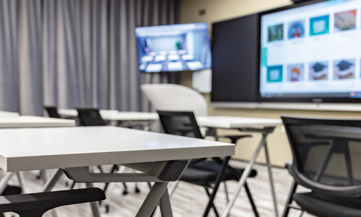 Interactive whiteboards in a classroom
