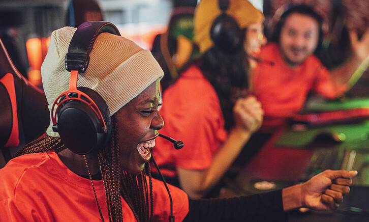 Esports team competing