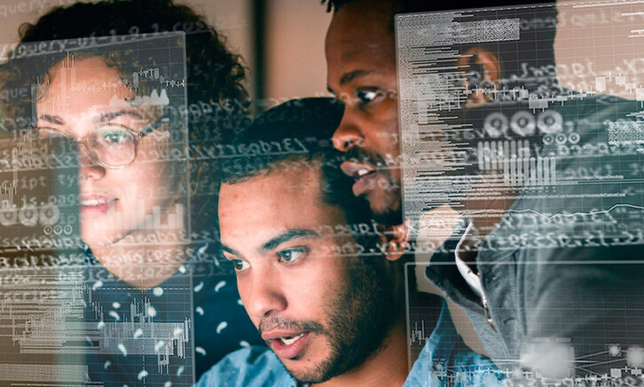 Students reviewing data in class