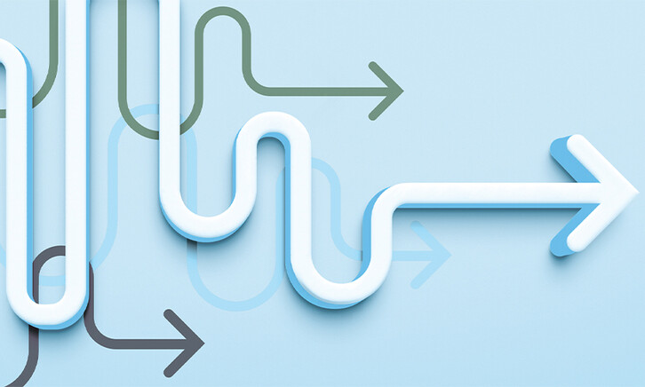 Arrows on blue background