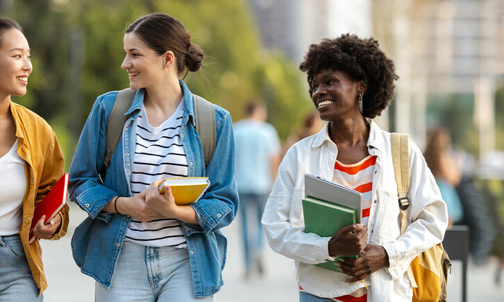Students walking on campus