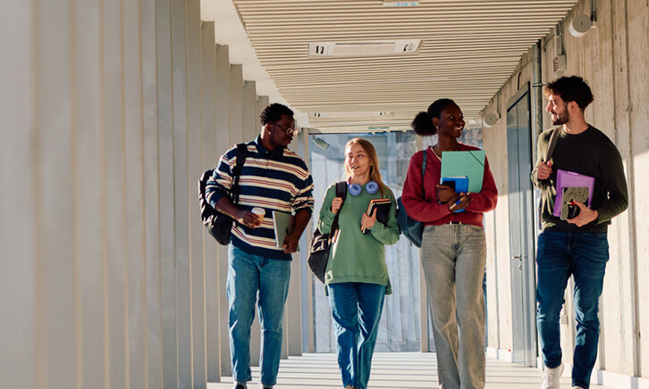 Students walking on campus