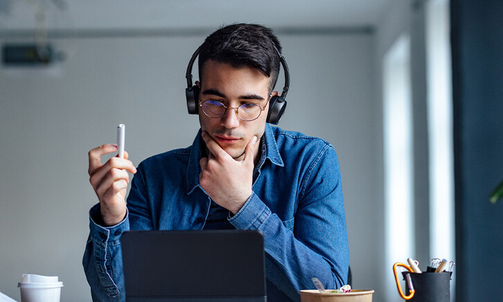 Student attending school online